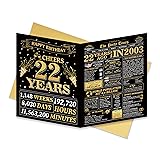 Jumbo 22nd Birthday Card for Woman Men, Vintage