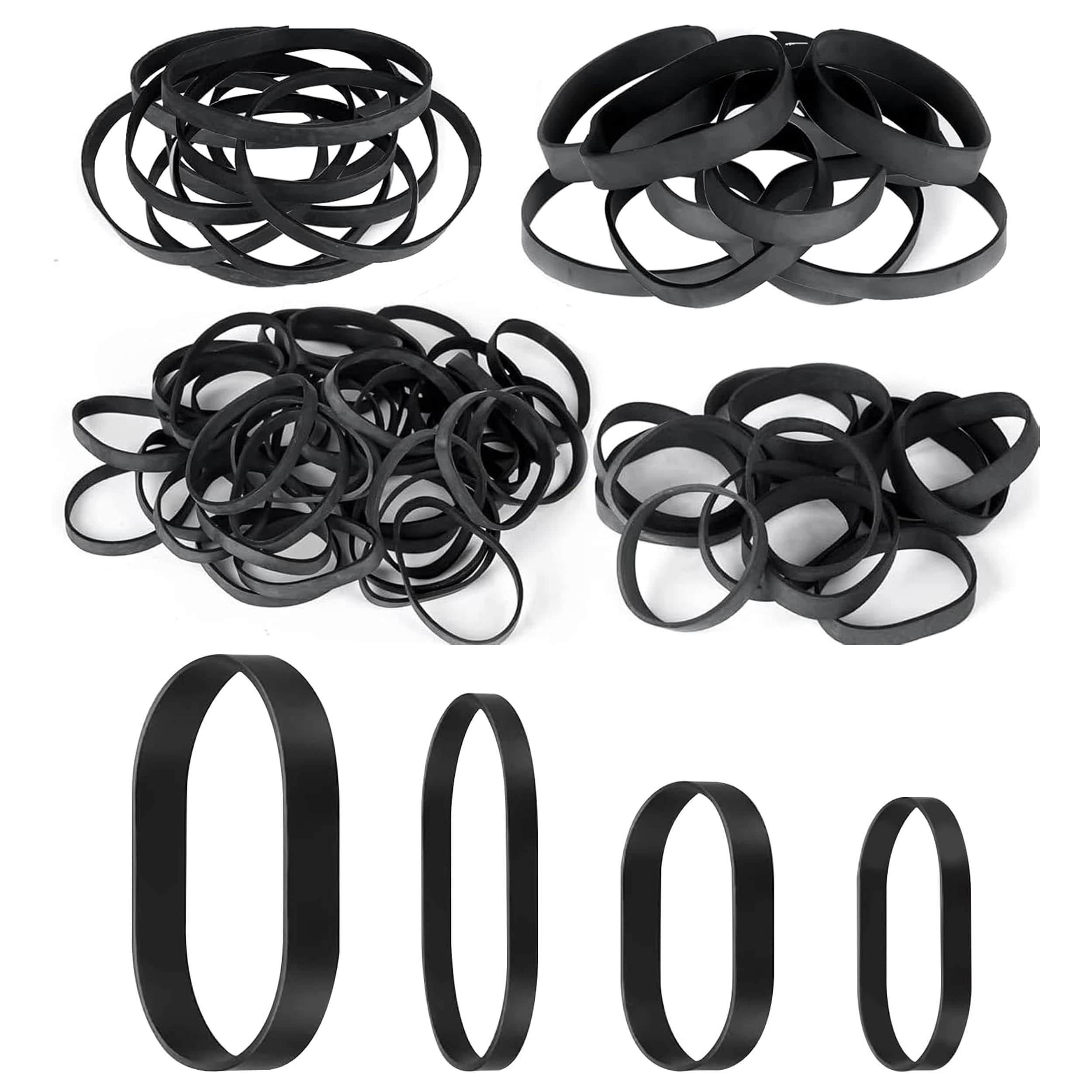 80pcs Tactical Rubber Bands, 4 Sizes Extra Wide Thick Heavy Duty Large Elastic Natural Rubber Bands for Home School Office Industrial Camping (Black)