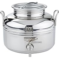 Sansone Stainless Steel Water Dispenser Container with Spigot, 1.32 gallon, 5 Liter, Silver