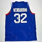 Facsimile Autographed Victor Wembanyama France Blue Reprint Laser Auto Basketball Jersey Size Men's XL