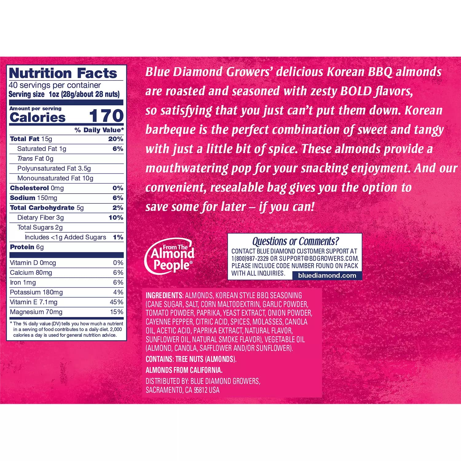 Mua Blue Diamond Korean BBQ Almonds (40 oz.) Blue Diamond Korean BBQ