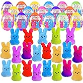 Holydeck 18 Pcs PreFilled Easter Eggs with Plush Bunny Toys Inside Perfect for Kids Girls Boys Easter Egg Fillers Hunt Easter Basket Stuffers Party Favors Gifts