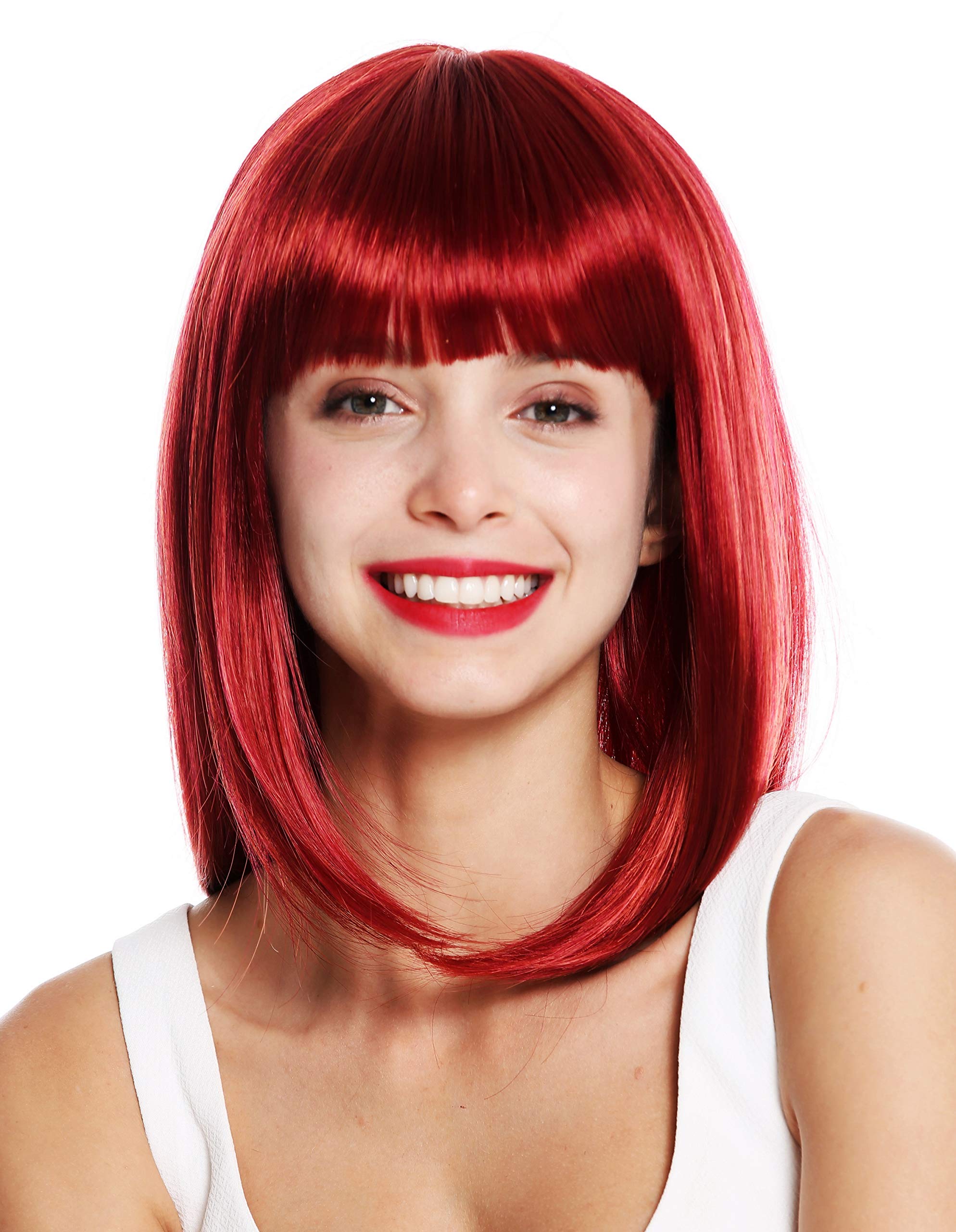 WIG ME UP - VK-49-139 quality women's wig shoulder length sleek long bob fringe red bright red