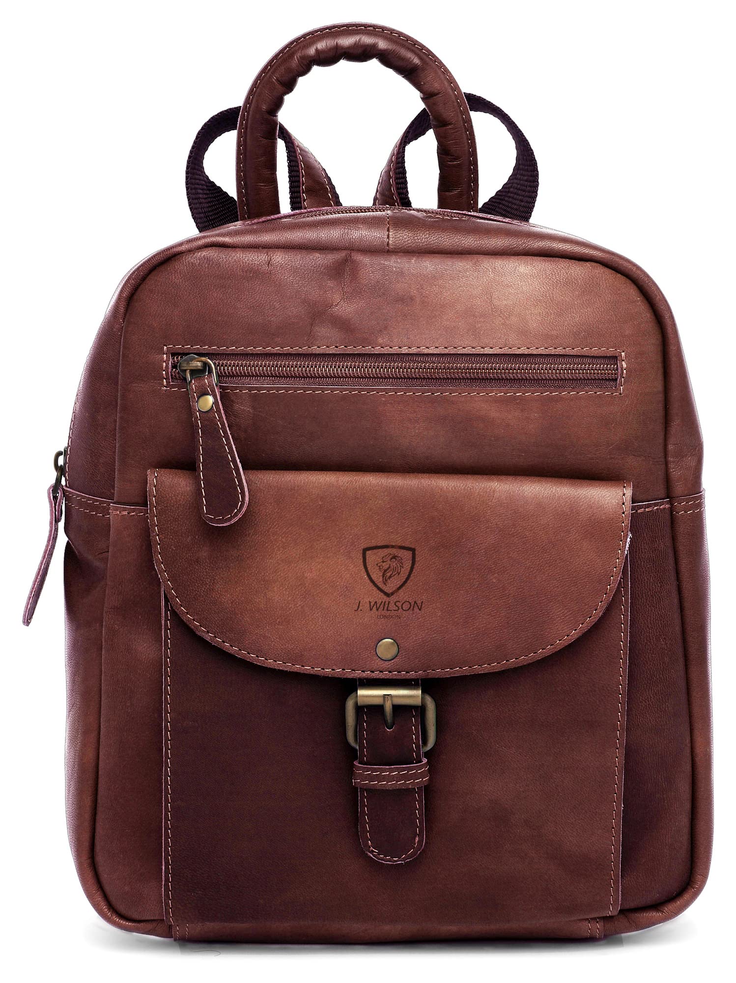 J. Wilson London Ladies Backpack Leather Backpack for Women Girls Schoolbag Casual Daypack School Bag Satchel (Vintage Tan)