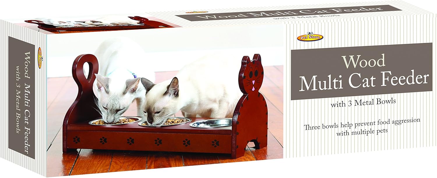 etna wooden multi cat feeder
