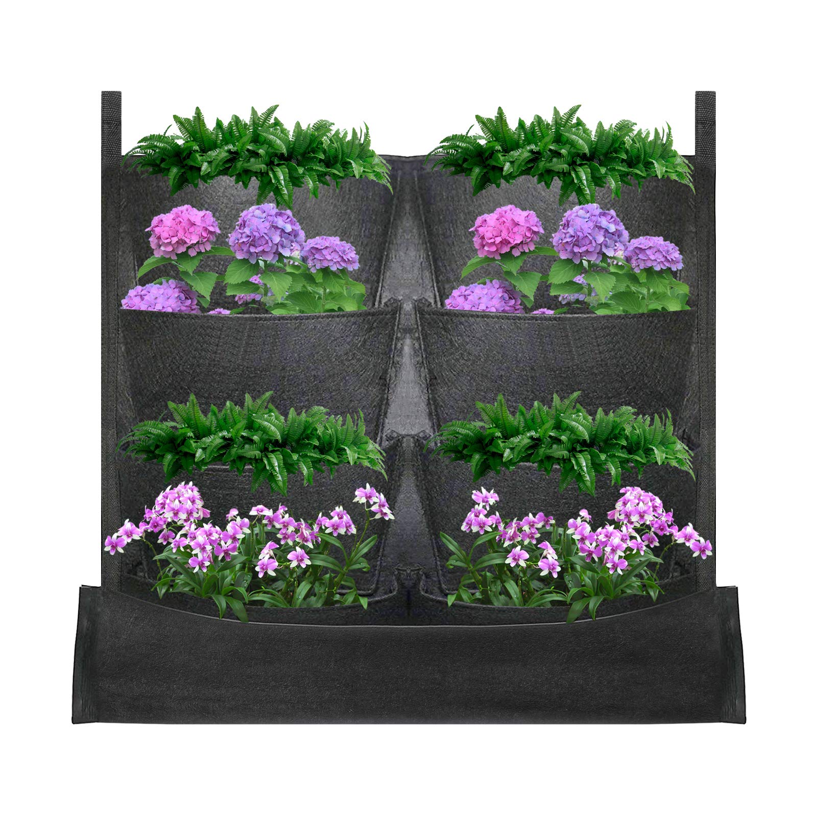 KORAM 8-Pocket Garden Hanging Planter Bag Waterproof Vertical Indoor/Outdoor Living Wall Balcony Plant Grow Pouch 8 pieces of Free Root Wrappers Included