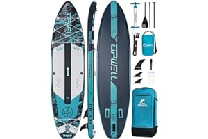 UPWELL 10'6"/11'/11'6" Inflatable Paddle Board, Stand Up Paddlboard for Youth & Adults, Stable Design, Premium SUP Accessories, Backpack, Leash, Hand Pump, Fins