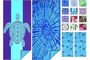 TWOYEK Microfiber Thin Beach Towel Lightweight Oversized 63x32 Extra Large Sand Free Towels Quick Dry for Travel Pool Camping Sports Beach Accessories Vacation Essential Gift 2 Pack