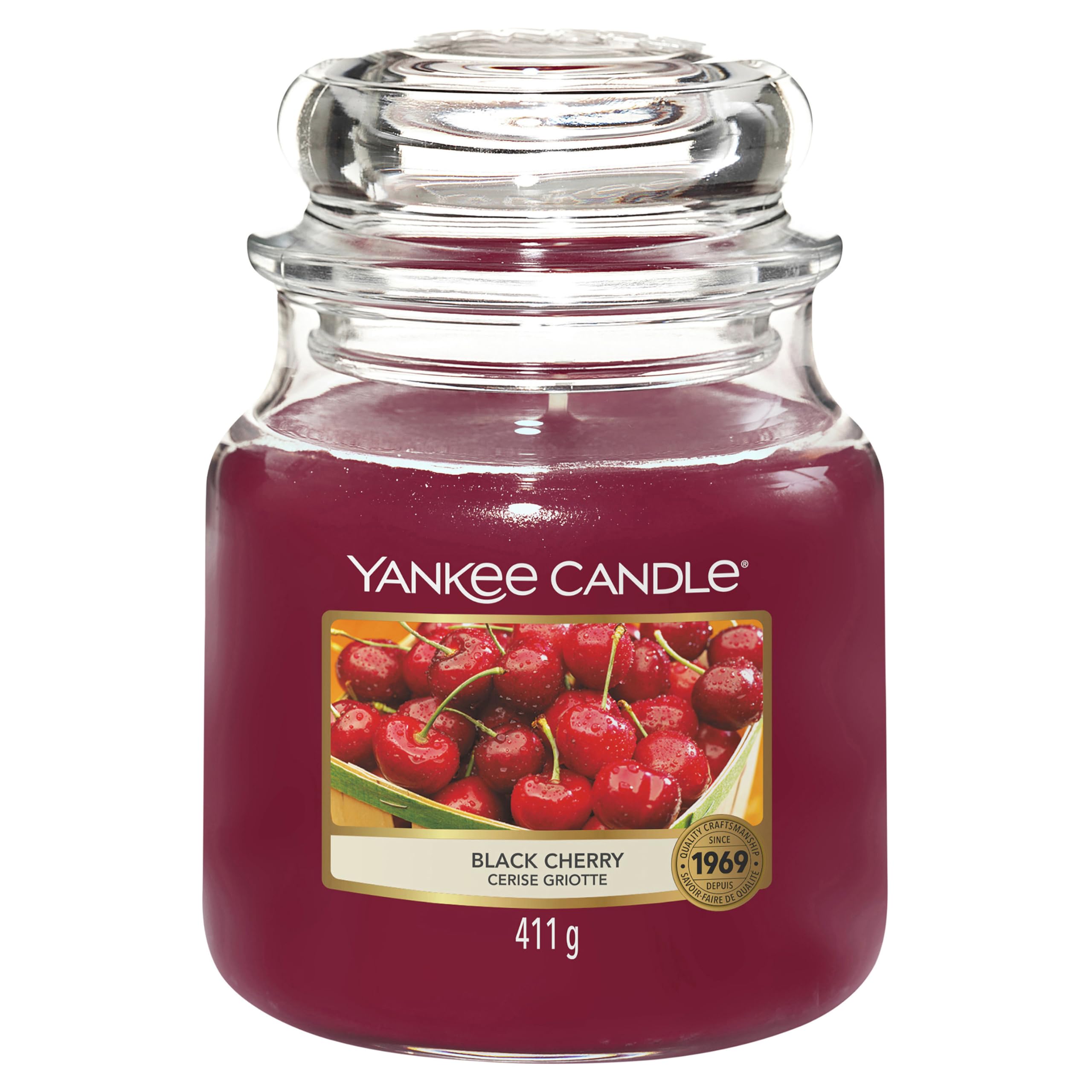 Yankee Candle Scented Candle | Black Cherry Medium Jar Candle| Long Burning Candles: up to 75 Hours | Gifts for Women