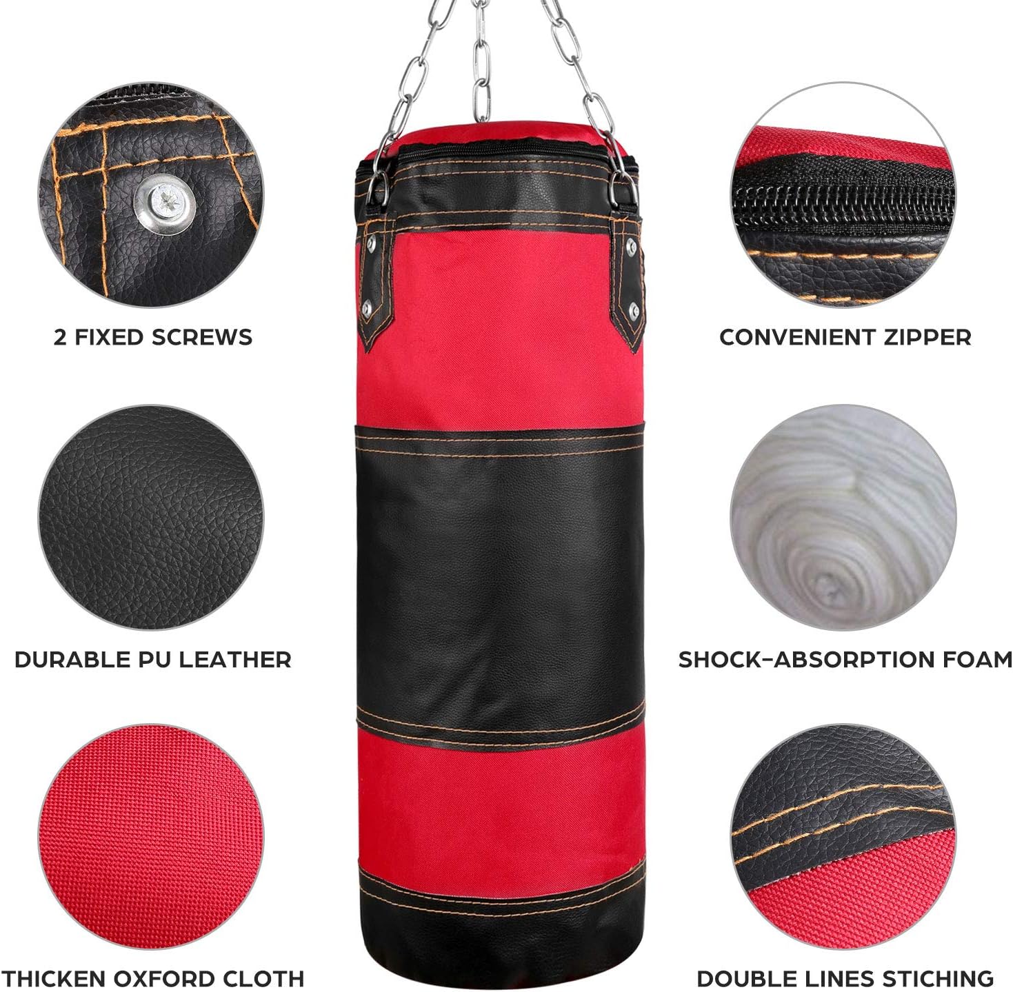 Odoland 7-in-1 Punching Bag Heavy Bag UNFILLED Set with 6oz Punching Gloves and Hand Wrist Protective Sleeves for Kids Youth, 2FT MMA Muay Thai Boxing Heavy Punching Training Bag : Sports & Outdoors