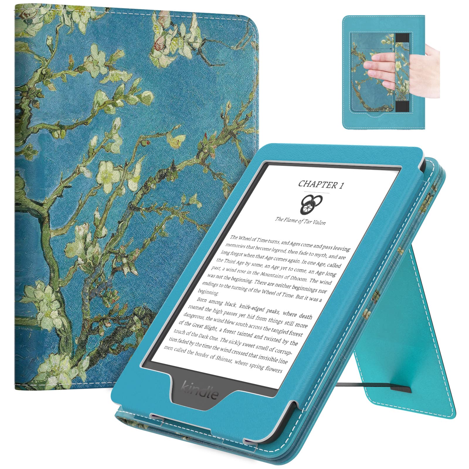 MoKo Case for All-New 6" Kindle(11th Generation, 2024/2022 Release)/(10th/8th Gen, 2019/2016), Ultra Lightweight PU Shell Cover with Auto Wake/Sleep for Kindle 2024, Almond Blossom