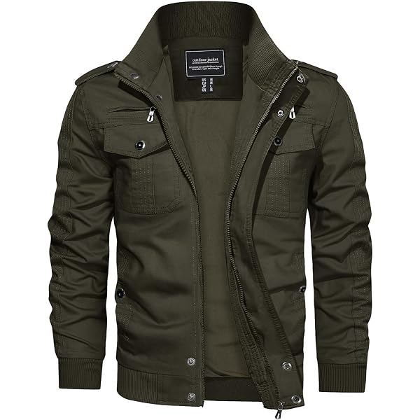 Chaqueta De Lona Con Capucha Para Hombre - Abrigo Softshell Ligero, A Prueba De Viento, Color Militar, Ideal Para Otoño Y Primavera