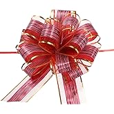 MECCANIXITY 20pcs 7 Inch Large Pull Bow Gift Wrapping Bows Ribbon Organza Burgundy for Wedding Baskets Presents Christmas Party