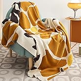 SOTHLIFE Luxurious All-Season 100% Cotton Blanket – Breathable Sofa Throw Blanket with Vibrant Design, Ideal for Couch and Bed, Decorative & Comfortable, 51 x 63 Inches (Turmeric)