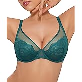 Popilush Minimizer Bras for Women Plus Size Full Coverage Lace Underwire Support Push Up Bra for Heavy Breast Everyday Wear