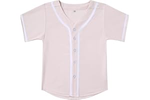 PRIMITAS Youth Button Down Plain Baseball Jersey, Blank Softball Team Uniform, Hip Hop Hipster Short Sleeve Active Shirts