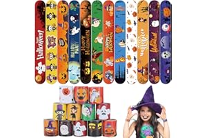 Genuvi Halloween Slap Bracelets 36 PCS Bulk Party Favors for Kids Pumpkin Ghost Snap Bracelet Party Supplies Goodie Bag Fillers Classroom Prizes Toys Halloween Gifts for Girls Boys