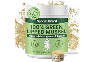 SPECIAL BREED Green Lipped Mussel Powder for Dogs & Cats - 100% New Zealand Green Lipped Mussels - Natural Hip & Joint Supplement for Joints, Tendons, Ligaments, Muscles - 75 Grams - Up to 250 Servings