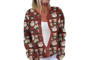 GENERIC Christmas Sweaters for Women Plus Size Ugly Christmas Cardigan Sweaters Funny Button Down Open Front Knit Cardigan