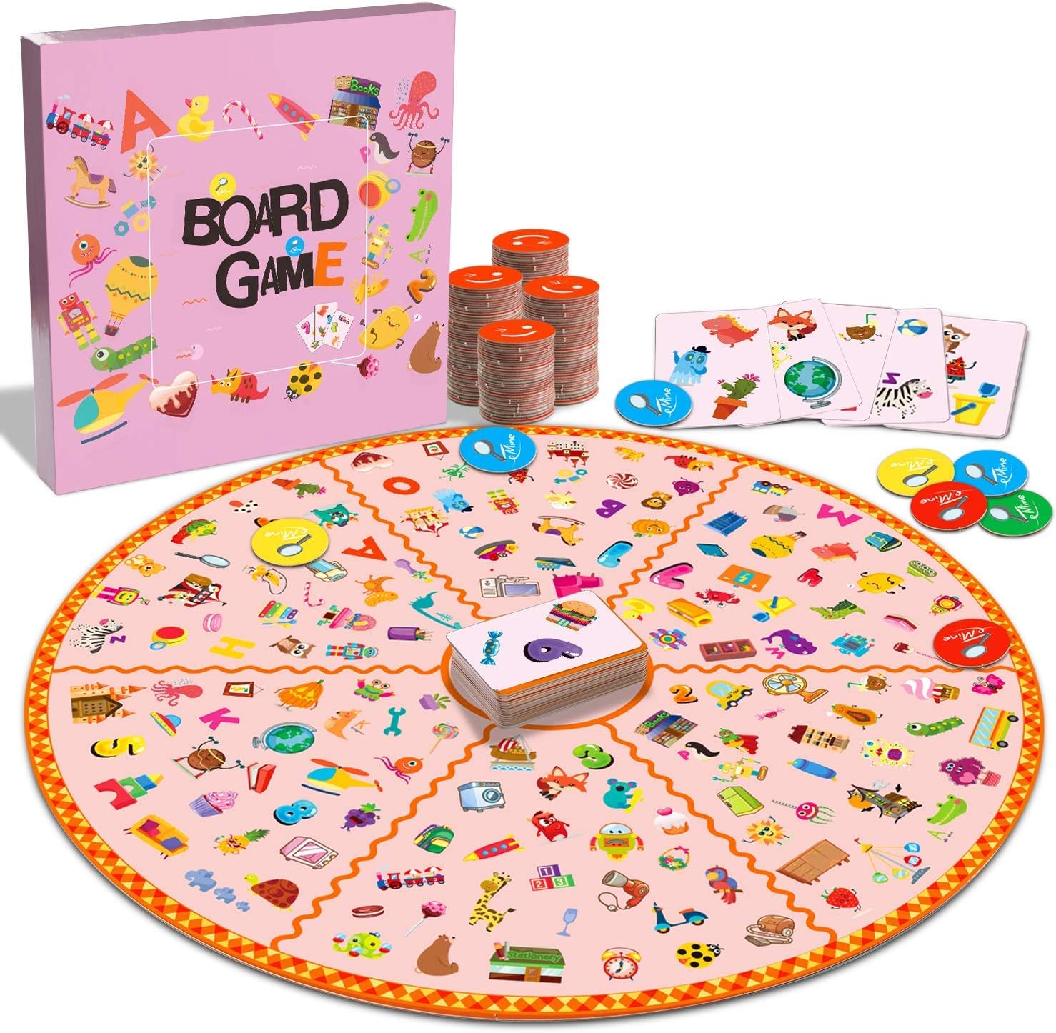 22'' Super Board Match Game, Party Favor Memory Learning Number Letter Picture Table Card Game, Educational Toy for Kids Family Party Kindergarten Class