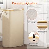 Lifewit 75L Slim Laundry Basket with Lid Beige Narrow Foldable with Bag view 7