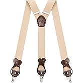 Kohentact Suspenders for Men with Clip & 6 Buttons 1.4in Y-Shape Stainless Steel