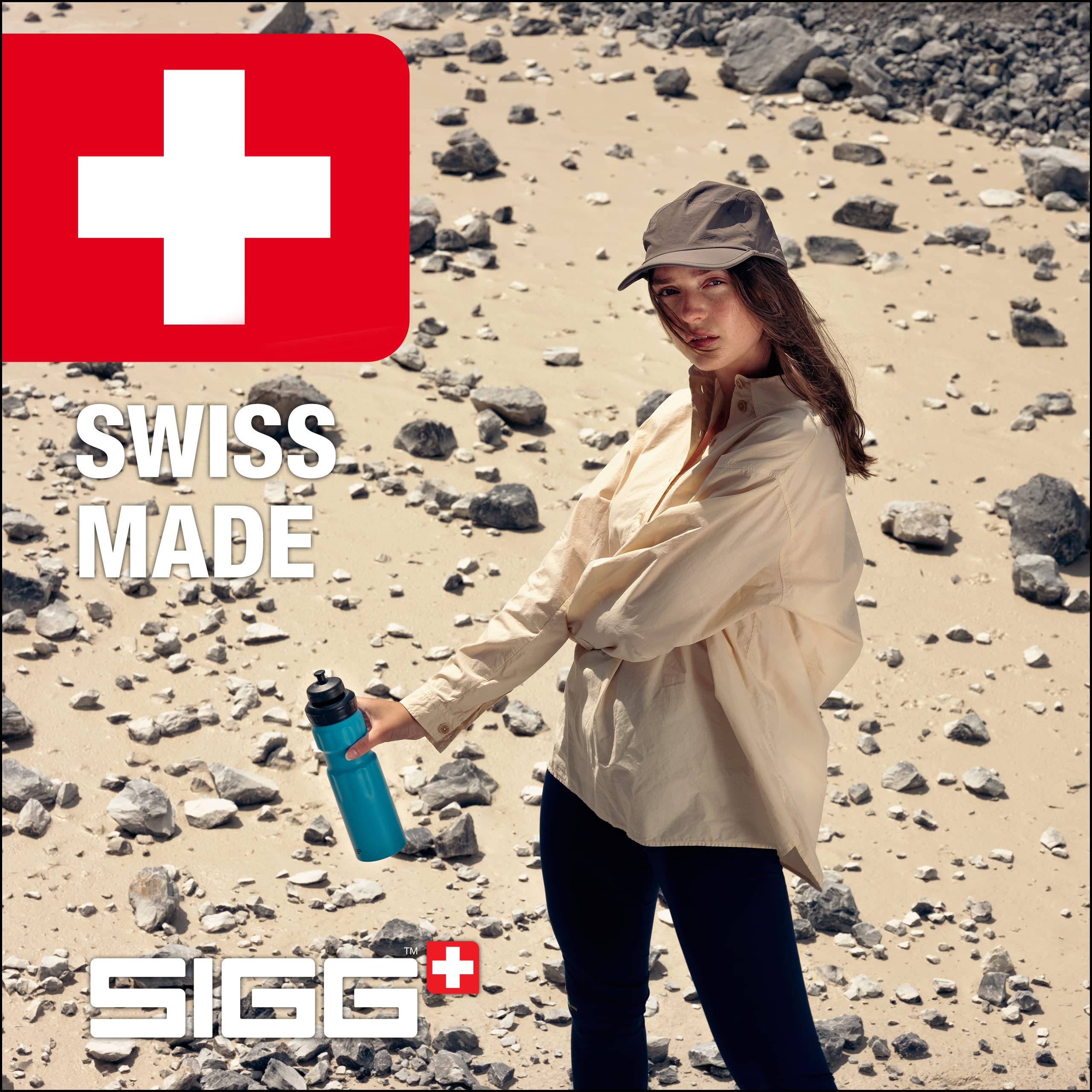 Sigg - Sports Water Bottle - WMB Sports Blue - With 3-Stage Sports Cap - Made in Switzerland - Leakproof - Lightweight - Metal - BPA Free - 25 Oz