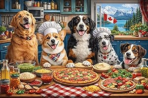 Skywave Funny Dog Pizza Puzzle 1000 Pieces for Adults | Impossible Hard Difficult Challenging Food Kitchen Puzzle, Animal Pet