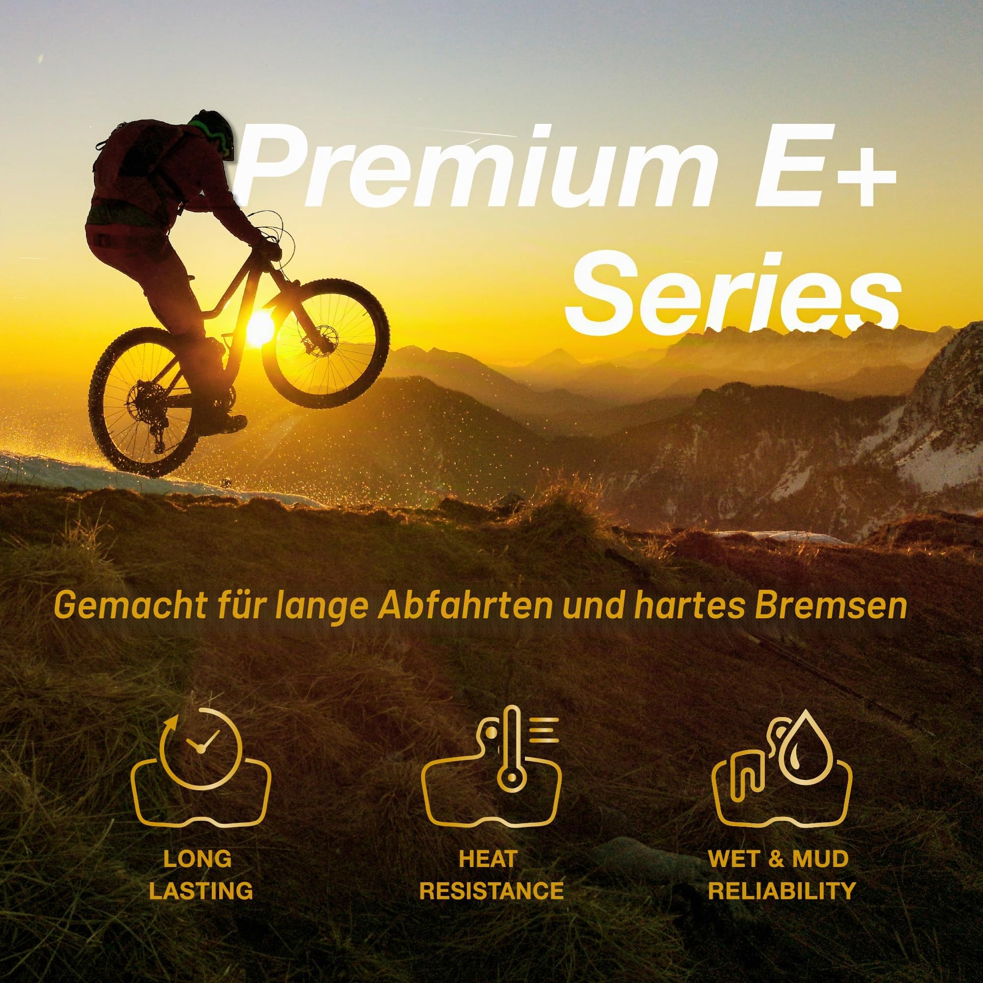 Top Brake Scheibenbremsbeläge für Elektrofahrräder, kompatibel mit Shimano Saint BR-M810/820, XTR-M9120, TEKTRO, TRP 4-Kolben | E-MTB, Fahrradparkplatz | E-Bike-Verbindung, langlebig, Gold(2 Paar) 3