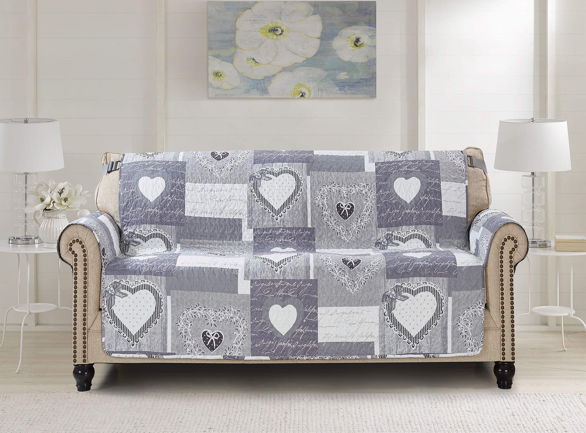 Sofa Protector Slipcover 70" for 3 Seat Couch Soft Patchwork Furniture