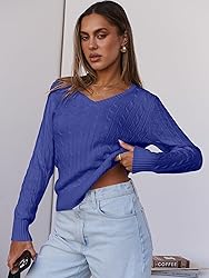 ANRABESS Womens Long Sleeve Cable Knit Sweater 2025
