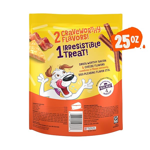 BEGGIN’ FLAVOR STIX TREATS FOR DOGS WITH BACON AND CHEDDAR JACK FLAVOR – 25 OZ. POUCH
