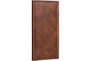 LLi Cufite Leather Checkbook Cover for Top & Side Tear Registers Duplicate Checks with Plastic Insert Flap Card Holder Pen Hoop Slim Wallet for Men Women