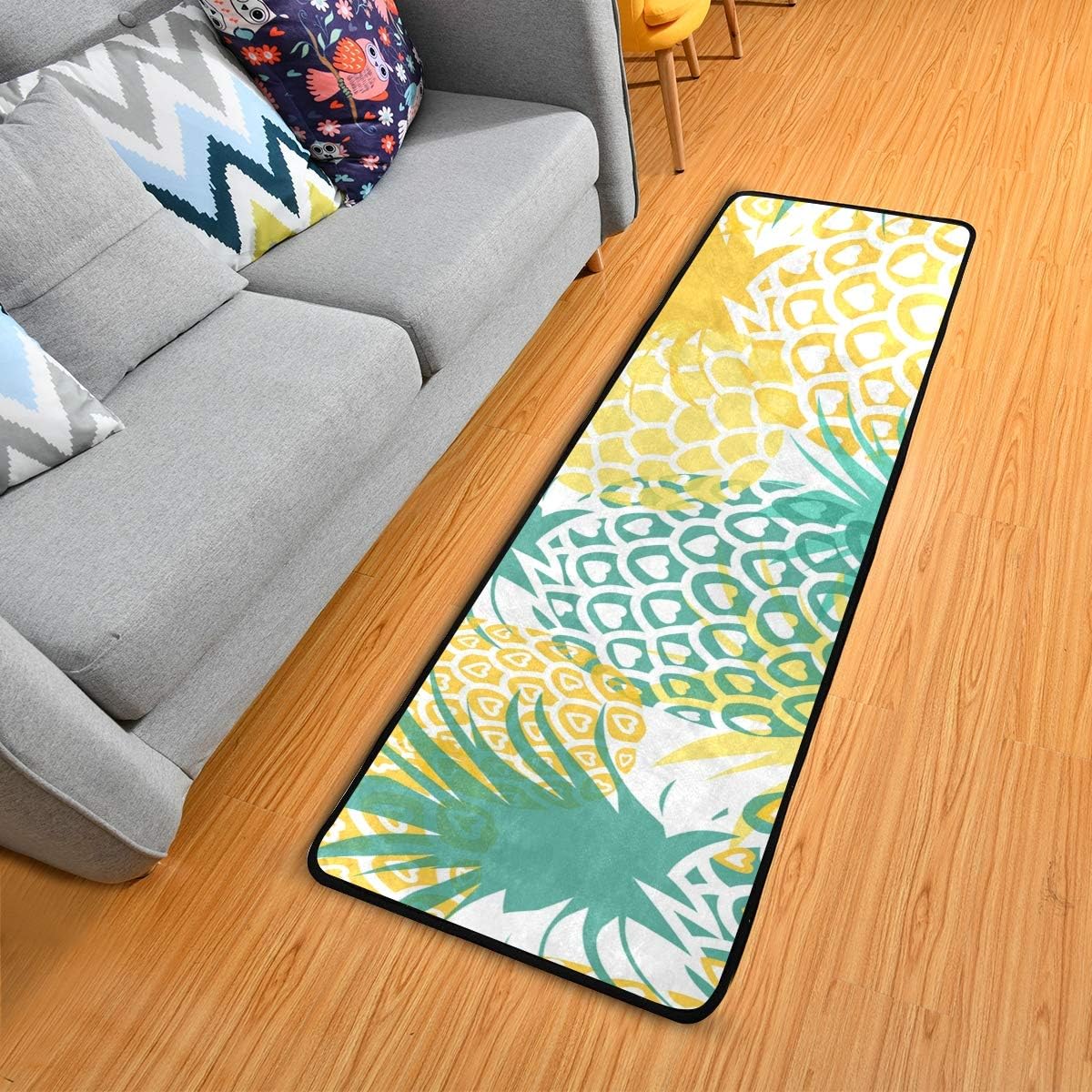 Amazon Com Pineapple Tropical Fruit Kitchen Rugs Non Slip Soft Doormats Bath Carpet Floor Runner Area Rugs For Home Dining Living Room Bedroom 72 X 24 Kitchen Dining