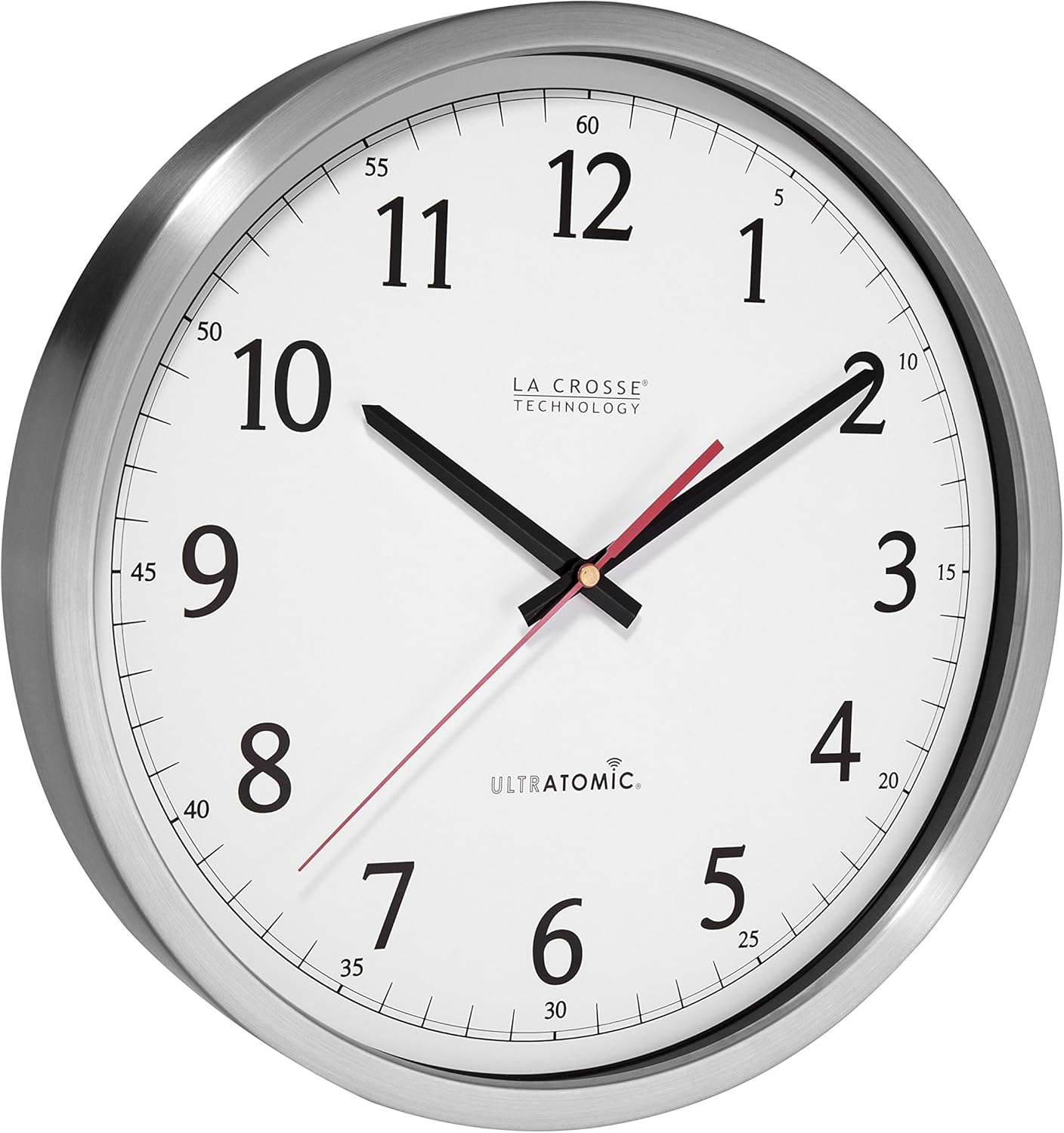 La Crosse Technology 404-1235UA-SS 14 Inch UltrAtomic Analog Stainless Steel Wall Clock: Home & Kitchen