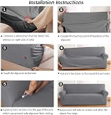 BellaHills Super Stretch Sofa Cover 2 Seater Charcoal Gray Non-Slip view 4