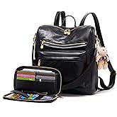 Soperwillton Women Backpack Purse Multipurpose Design Handbags Shoulder Bag PU Leather Travel bag Backpack Set 2pcs