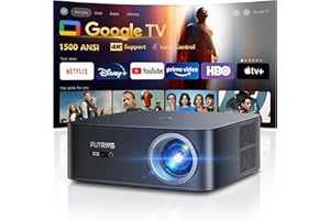 [1500 ANSI/Google TV/Voice Control]Smart Projector with WiFi 6 and Bluetooth, 4K Support, Outdoor Movie Proyector, 1080P Home Ceiling Auto Focus Projector, PUTRIMS K12 Gray