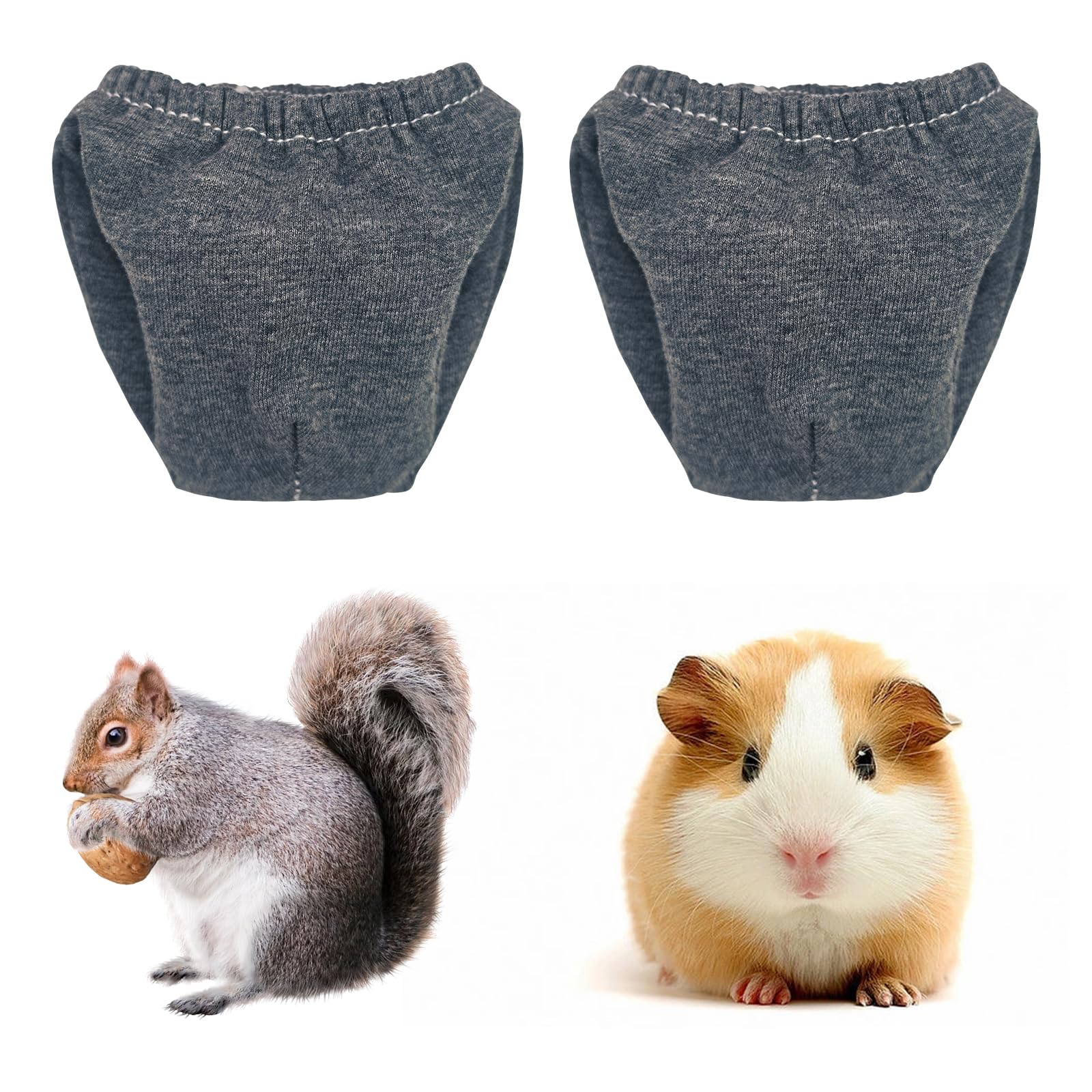 2PCS Small Pet Diapers,Guinea Pig Diapers,Reusable Squirrel Diapers,Washable,Specially Designed for Use on Pet Squirrels Small Medium Guinea Pig. (Beige Pattern, (M,Grey)