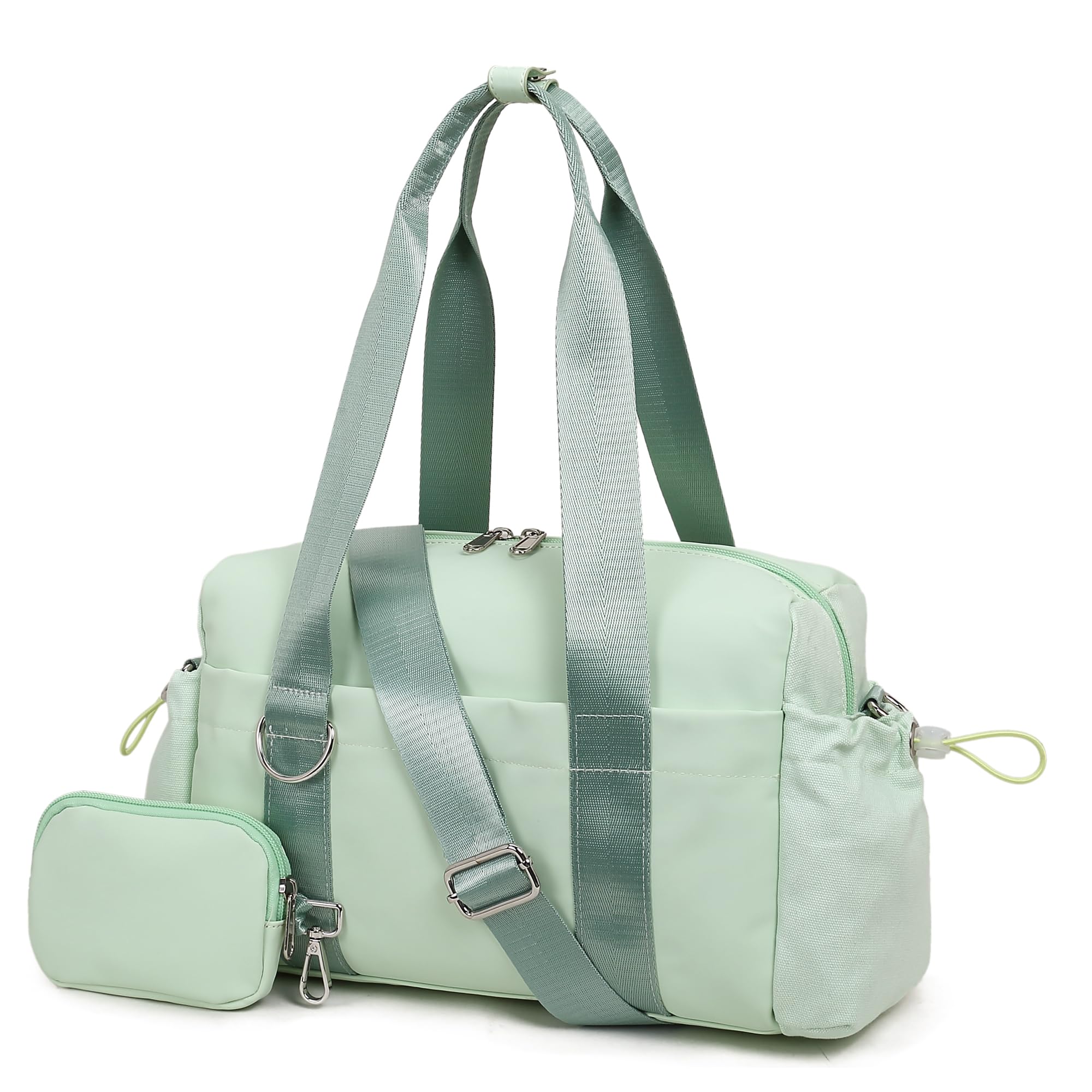Photo 1 of ERTUNA Everyday Mini Gym Bag for Women 2.0, Small Tote with Zipper Compartment Waterproof Travel Duffle Cute Handbag Workout Carry On with Removeable Shoulder Strap & Coin Wallet Easy to Clean - Green