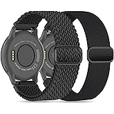 Laband 22mm Braided Stretchy Nylon Watch Band Compatible With Garmin Vivoactive 4/Venu 2/Venu 3/venu 4 45mm/Forerunner 570 47mm/265/255 Music,Quick Release Loop Elastic Soft Strap Replacement Women