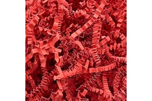 Corlcol 1LB Red Crinkle Cut Paper Shred Filler For Gifts Wrapping On Holiday Valentines Day Birthdays Weddings Party（3MM）