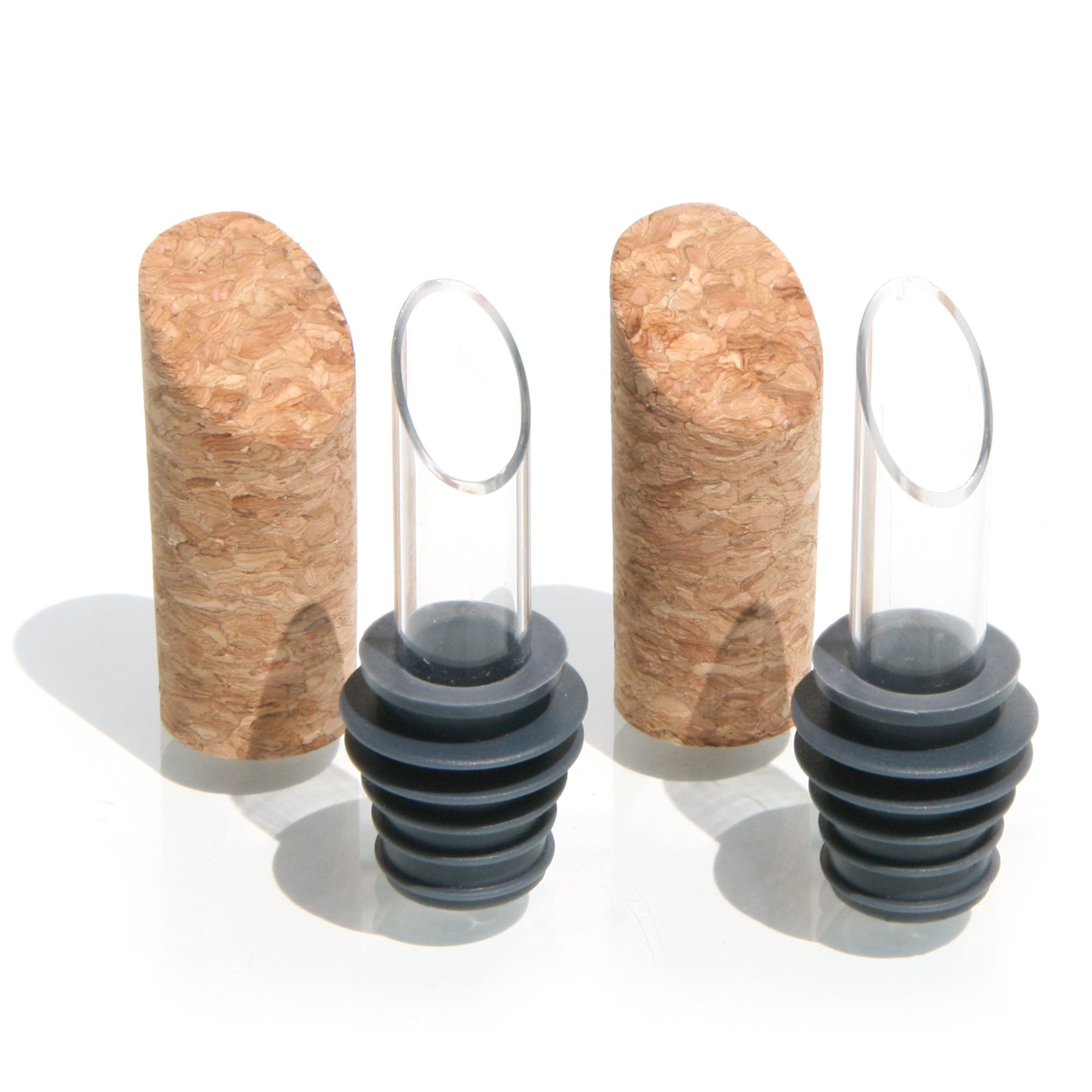 soireehome Silicone and Glass Cork Stopper Spouts | Leak-Free and Fits Most Bottles Perfectly | Perfectly Pours and Keeps Bottle Sealed