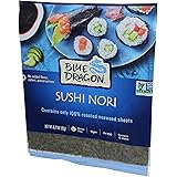 Blue Dragon Sushi Nori, 10 Full Sheets Per Pack, 0.77 Oz (Pack of 1), 100% Roasted Seaweed, Gluten Free, Vegan Friendly
