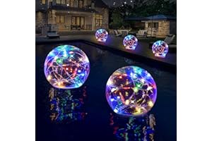 FineBud Solar Floating Pool Lights,Color Changing Pool Lights That Float with Dynamic Lighting Effects, IP68 Waterproof Pool Floating Lights,Glow Globe Pool Lights,Solar Pool Lights for Bathtub-1PC