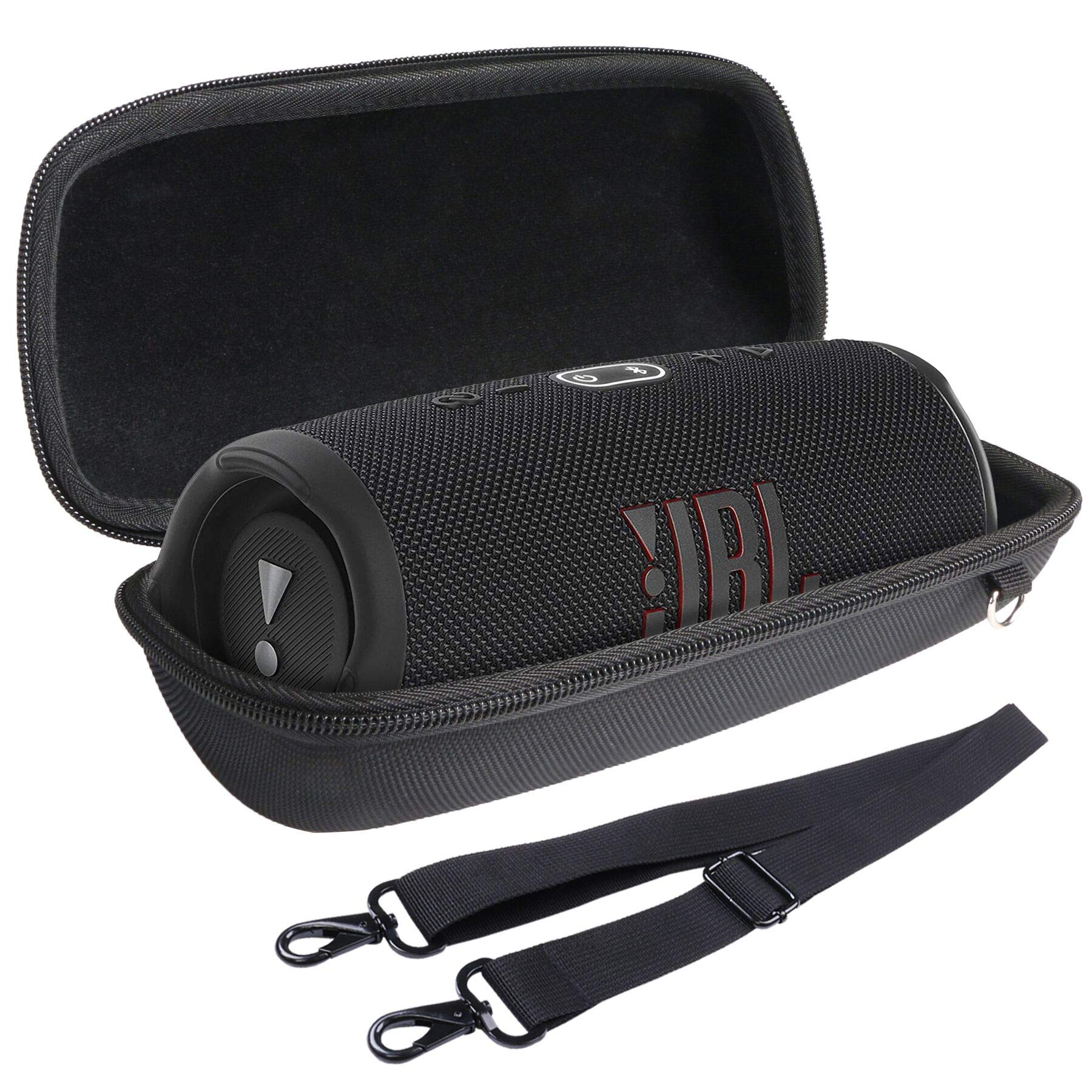 Aenllosi Hard Storage Case for JBL Charge 4 / JBL Charge 5 Portable Bluetooth Waterproof Speaker (Black) (Case+Strap)