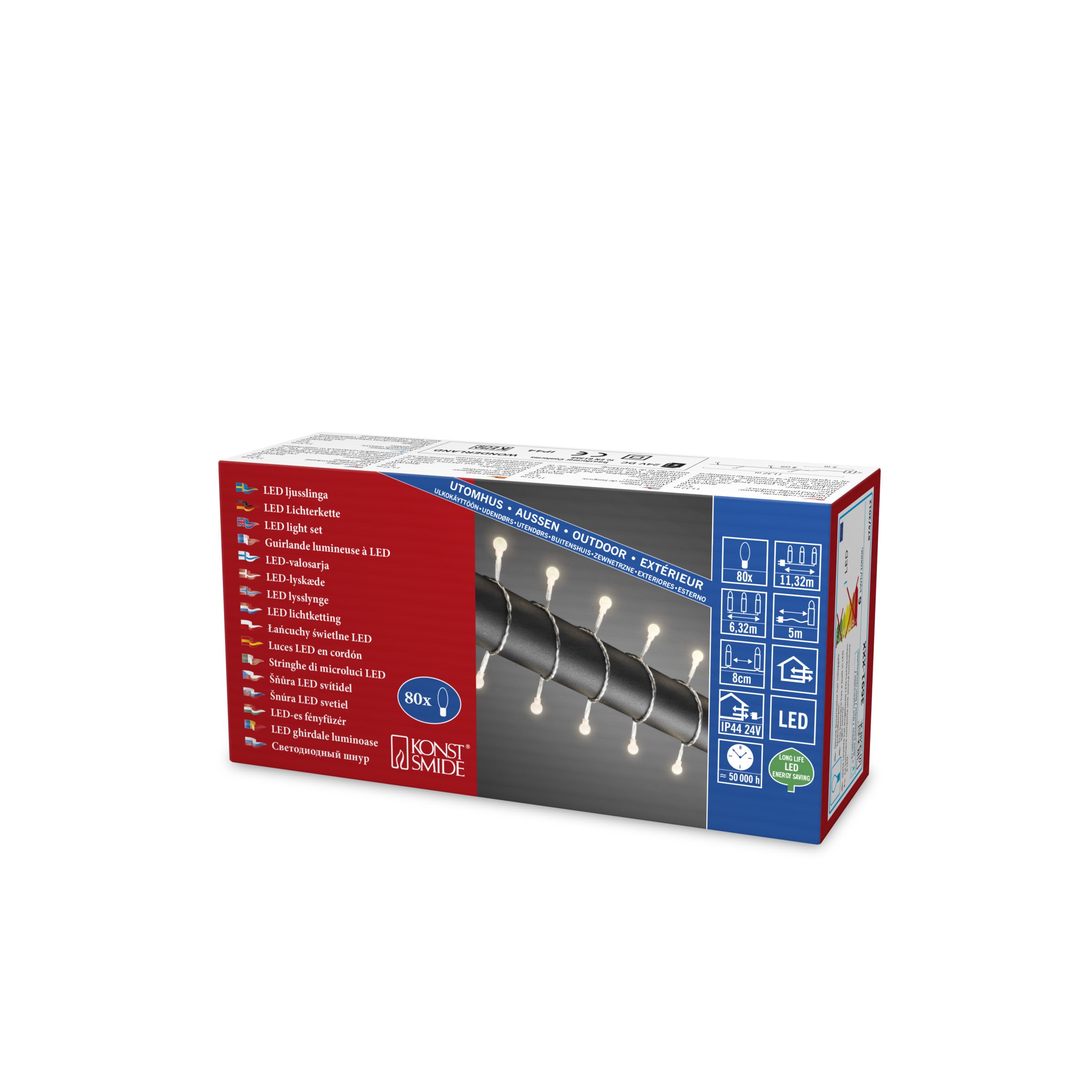 Konstsmide LED Berry Christmas Lights / Outdoor or Indoor (IP44) Fairy Lights / 80 Warm White Diodes / Transparent Cable String Lights