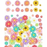 YETOOME 108 Pcs Resin Flower Daisy Cabochons 9 Colors Flatback Resin Flower Beads No Hole Daisy Flat Back Charms for Jewelry Making Scrapbooking Embellishments (4 Sizes)