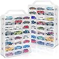 KISLANE Double Sided Toy Car Storage Case for 48 Toy Cars, Matchbox Cars, Mini Toys, Small Dolls, Portable Storage Case for Toy Cars, Matchbox Cars with 46 Slots, Case Only (Transparent-2 Pack)