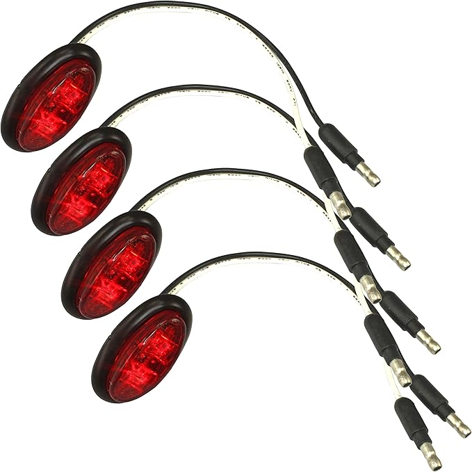 4 PACK Red Mini Oval LED Lights For Truck Trailer Rear